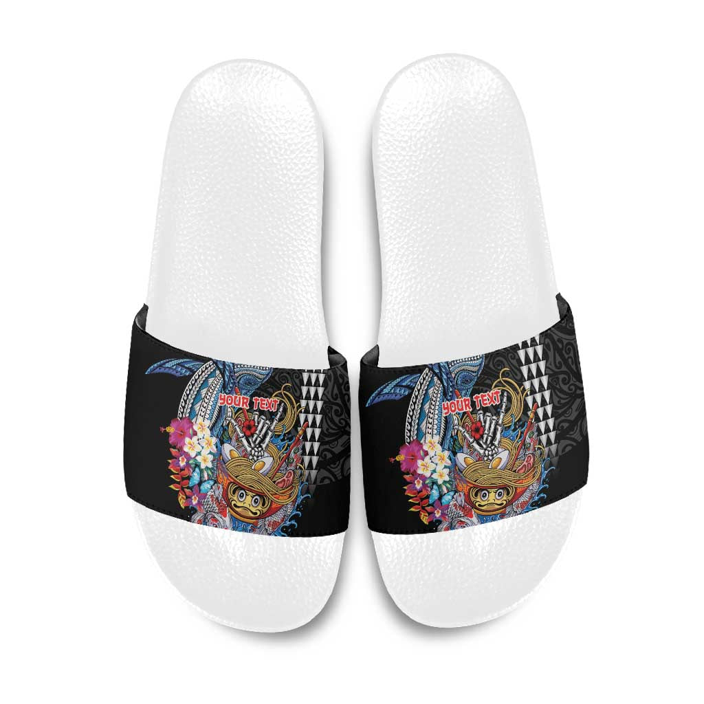 Personalized Japanese Koi Fish Ramen Slide Sandals Aloha Shark Kakau Pattern