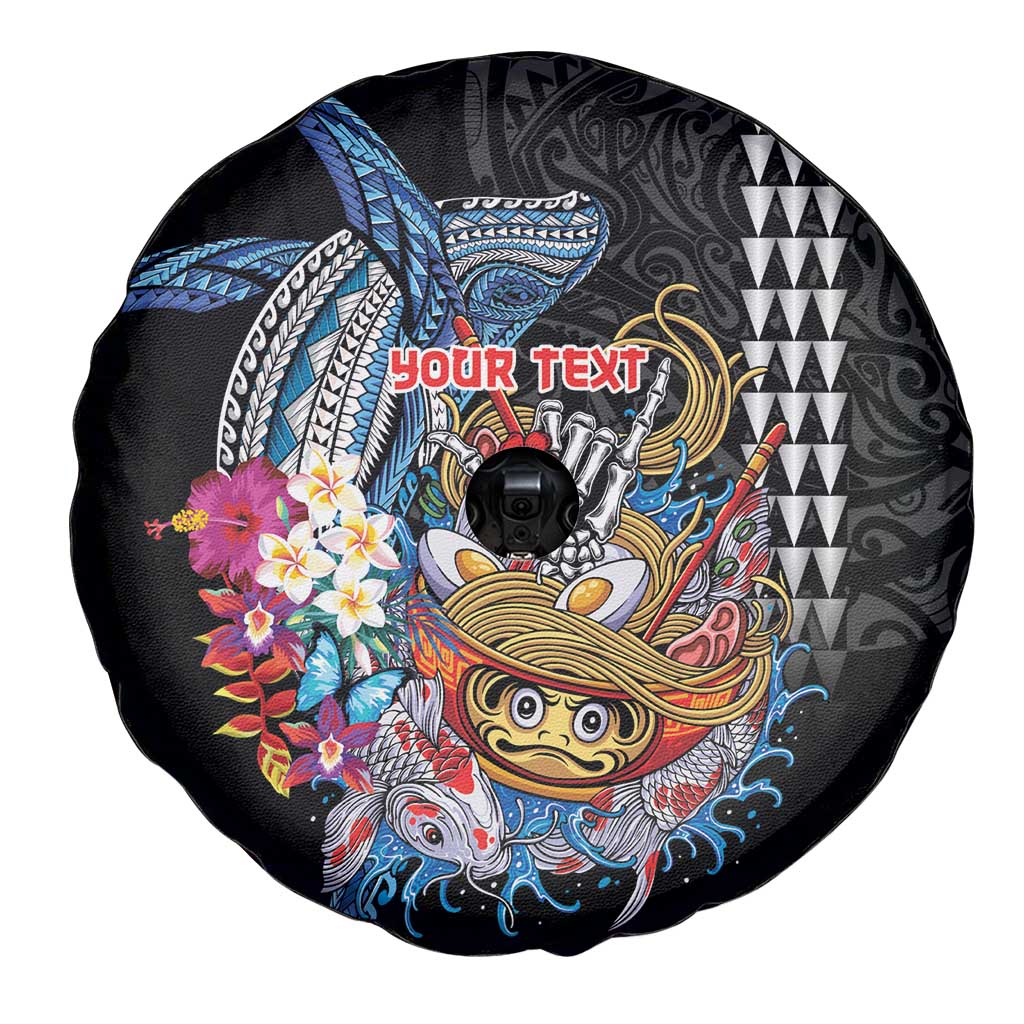 Personalized Japanese Koi Fish Ramen Spare Tire Cover Aloha Shark Kakau Pattern