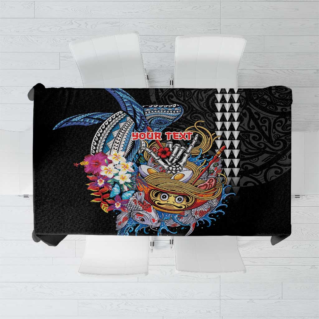 Personalized Japanese Koi Fish Ramen Tablecloth Aloha Shark Kakau Pattern