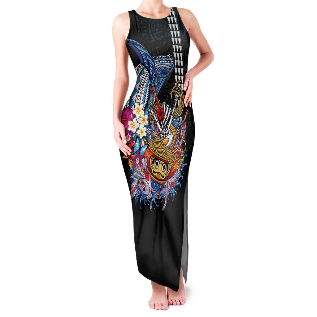 Personalized Japanese Koi Fish Ramen Tank Maxi Dress Aloha Shark Kakau Pattern