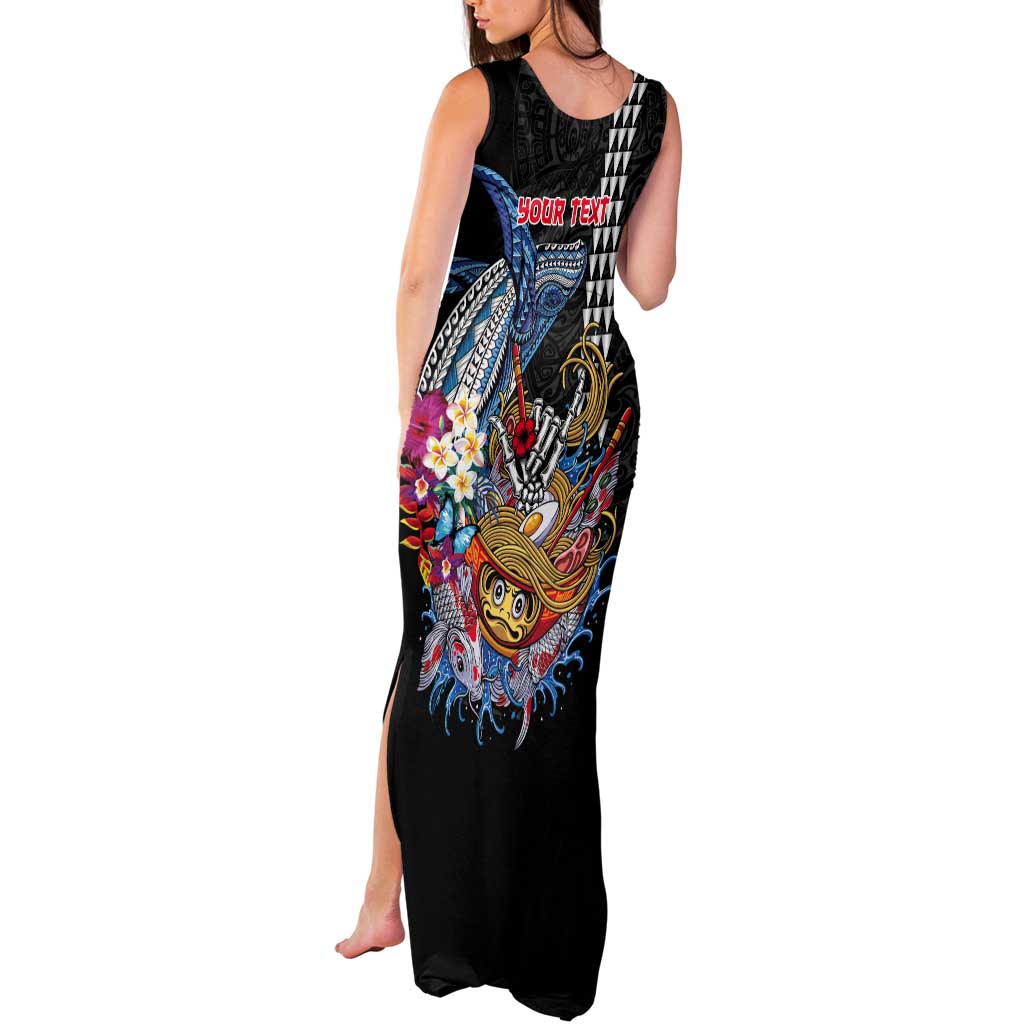Personalized Japanese Koi Fish Ramen Tank Maxi Dress Aloha Shark Kakau Pattern