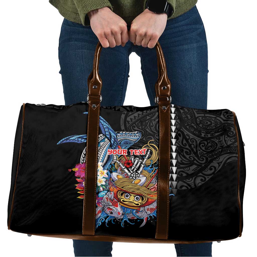 Personalized Japanese Koi Fish Ramen Travel Bag Aloha Shark Kakau Pattern