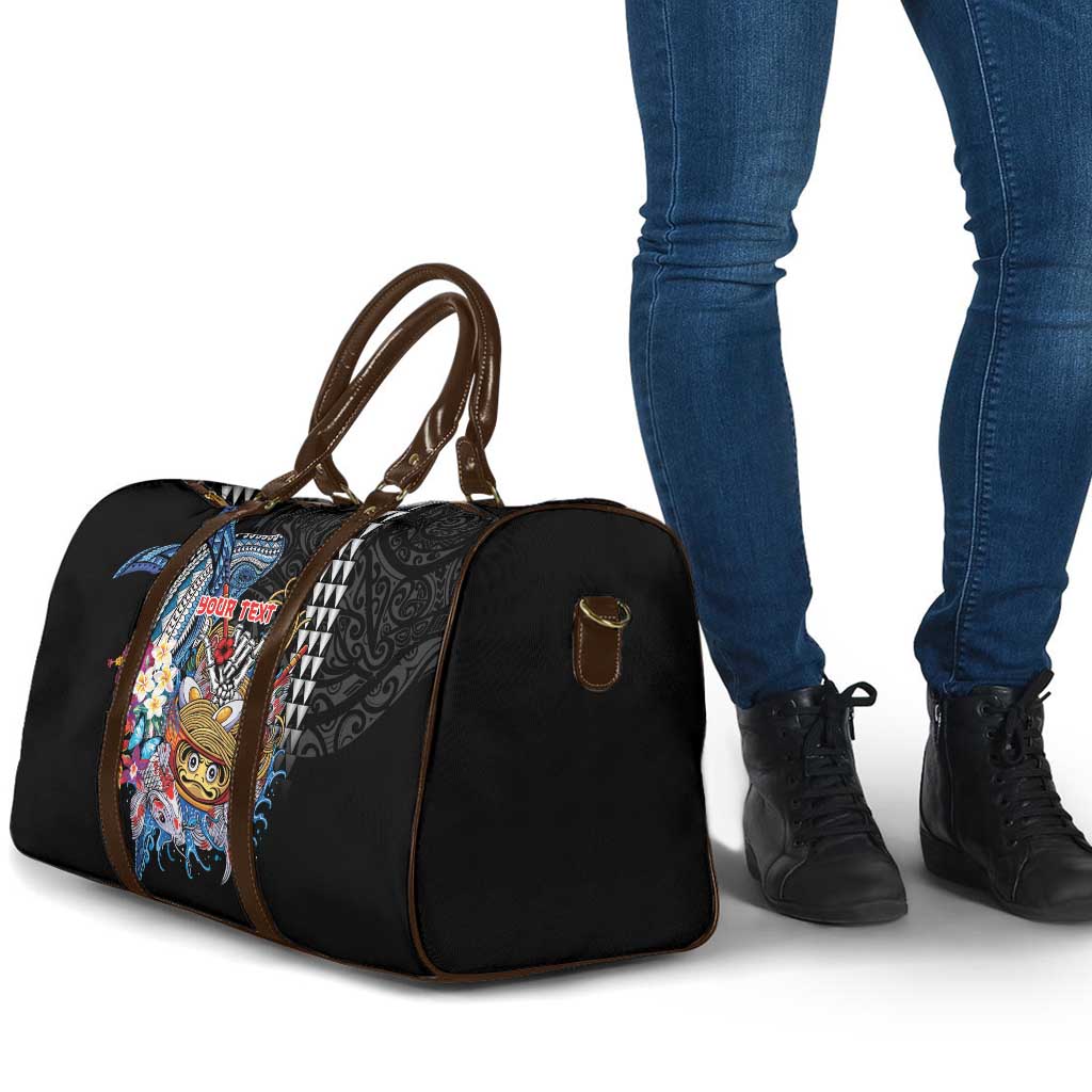 Personalized Japanese Koi Fish Ramen Travel Bag Aloha Shark Kakau Pattern