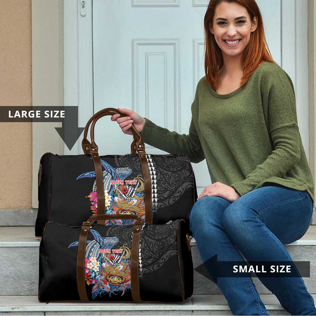 Personalized Japanese Koi Fish Ramen Travel Bag Aloha Shark Kakau Pattern