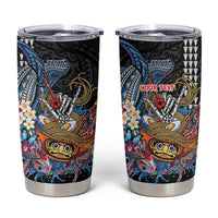 Personalized Japanese Koi Fish Ramen Tumbler Cup Aloha Shark Kakau Pattern LT9 Black - Polynesian Pride
