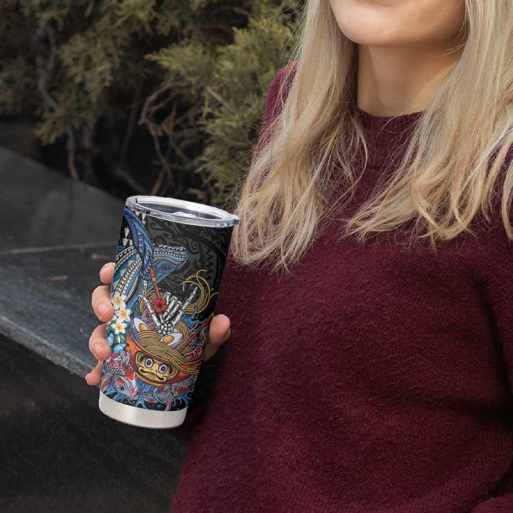 Personalized Japanese Koi Fish Ramen Tumbler Cup Aloha Shark Kakau Pattern LT9 - Polynesian Pride