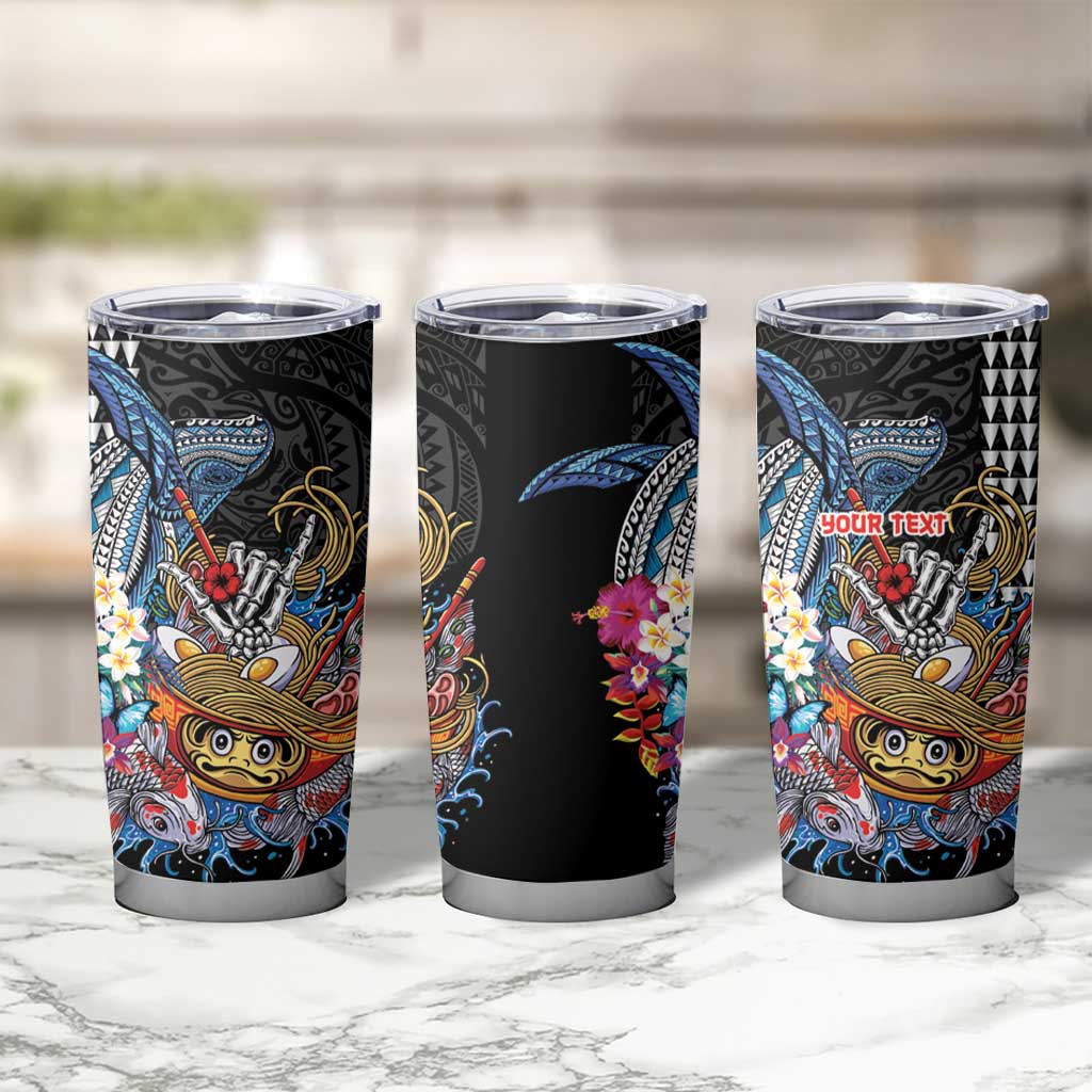 Personalized Japanese Koi Fish Ramen Tumbler Cup Aloha Shark Kakau Pattern LT9 - Polynesian Pride