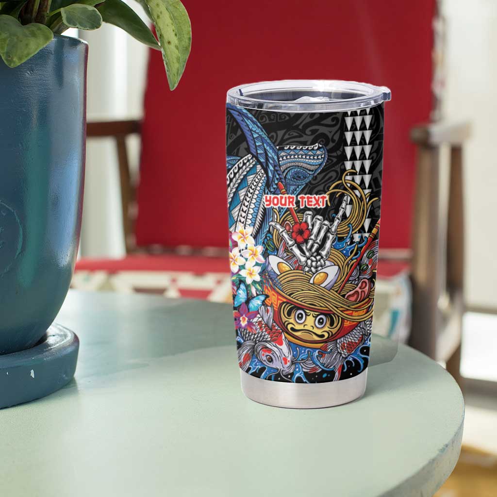 Personalized Japanese Koi Fish Ramen Tumbler Cup Aloha Shark Kakau Pattern LT9 - Polynesian Pride