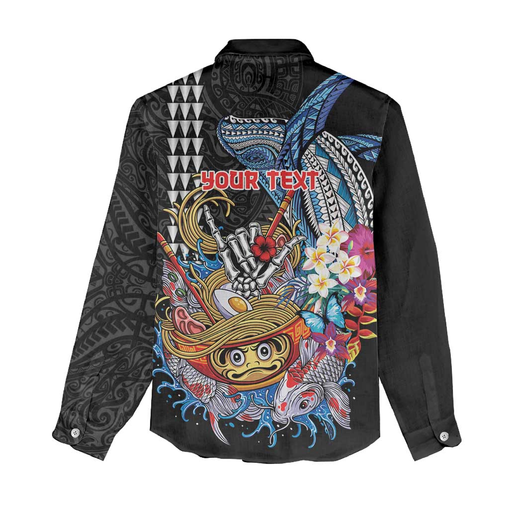 Personalized Japanese Koi Fish Ramen Women Casual Shirt Aloha Shark Kakau Pattern
