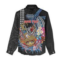 Personalized Japanese Koi Fish Ramen Women Casual Shirt Aloha Shark Kakau Pattern