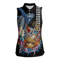 Personalized Japanese Koi Fish Ramen Women Sleeveless Polo Shirt Aloha Shark Kakau Pattern