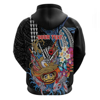 Personalized Japanese Koi Fish Ramen Zip Hoodie Aloha Shark Kakau Pattern LT9 - Polynesian Pride