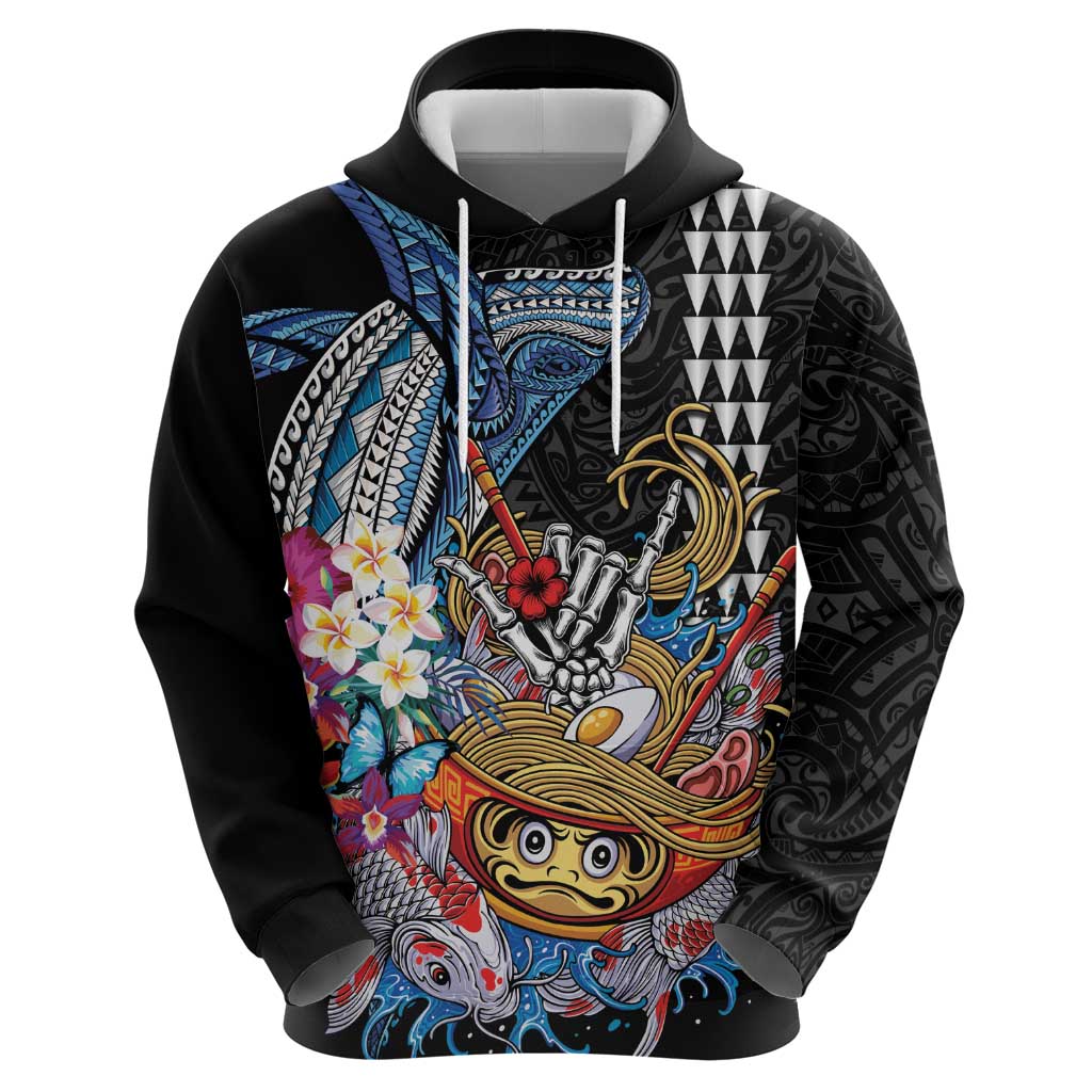 Personalized Japanese Koi Fish Ramen Zip Hoodie Aloha Shark Kakau Pattern LT9 - Polynesian Pride