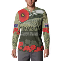 ANZAC Day We Remember Button Sweatshirt Maori Silver Fern Camouflage Motif