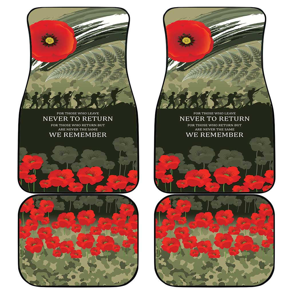 ANZAC Day We Remember Car Mats Maori Silver Fern Camouflage Motif