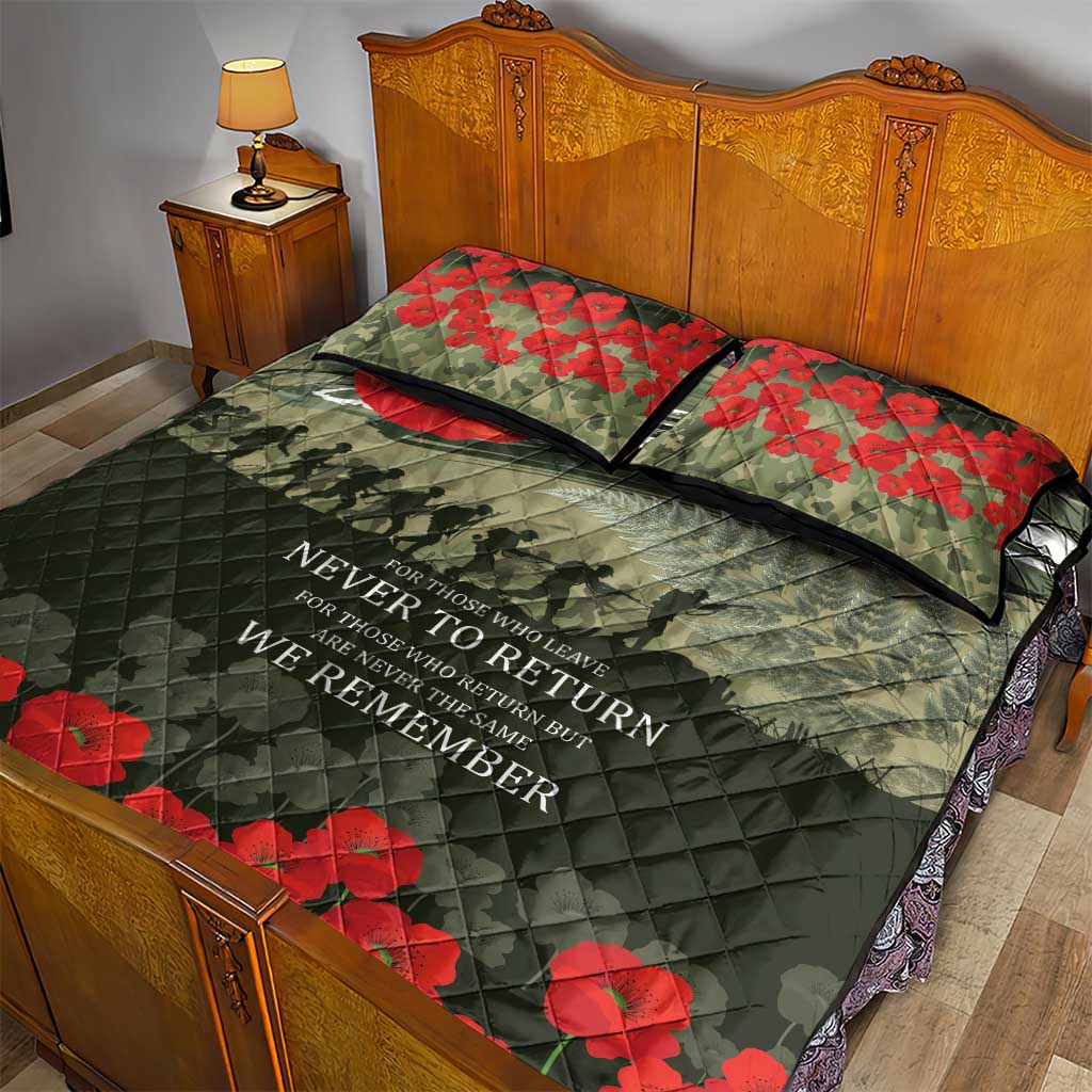 ANZAC Day We Remember Quilt Bed Set Maori Silver Fern Camouflage Motif