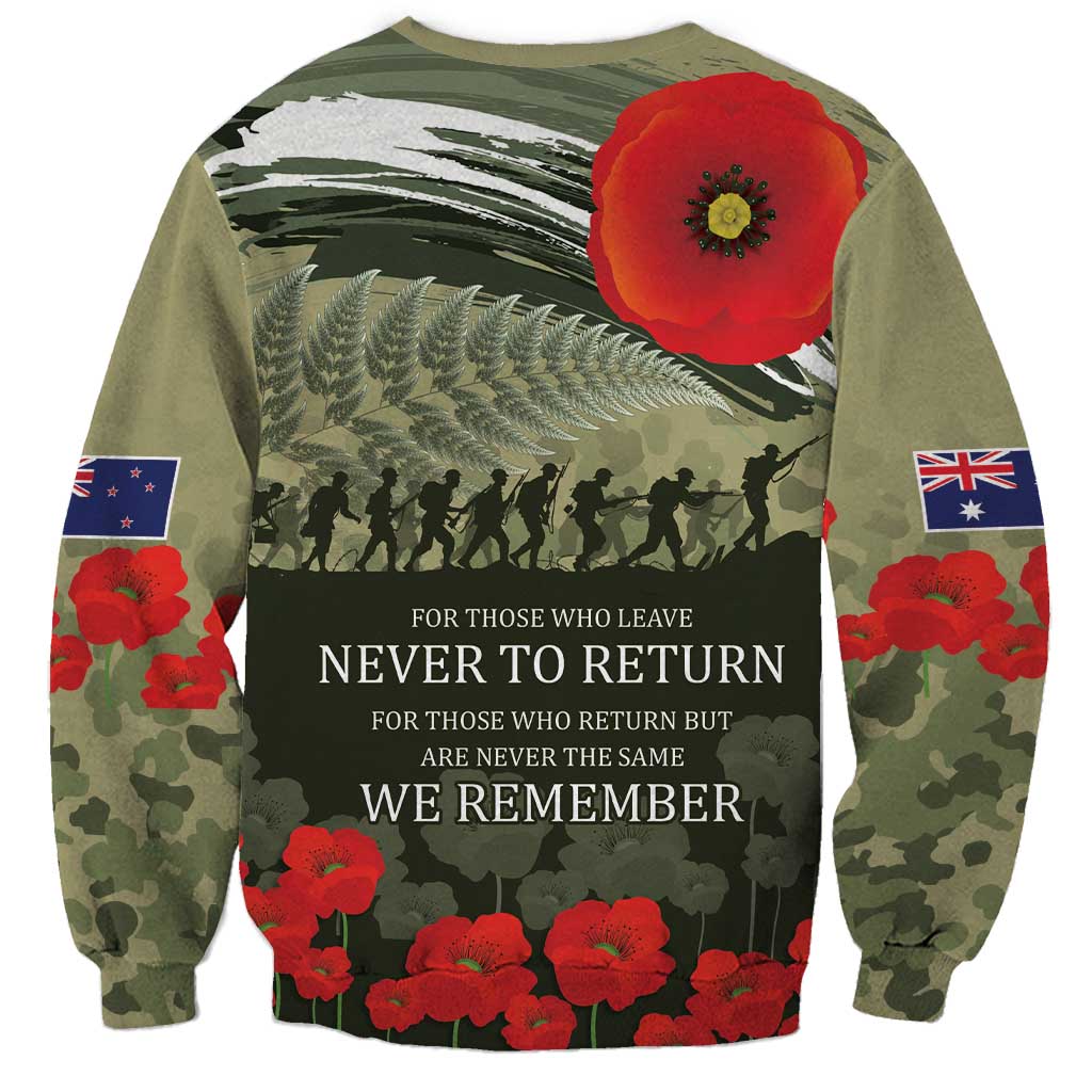 ANZAC Day We Remember Sweatshirt Maori Silver Fern Camouflage Motif