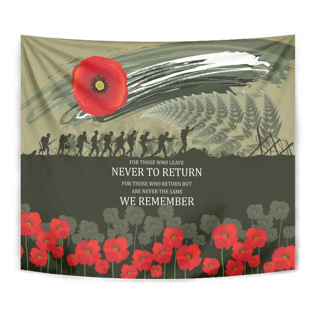 ANZAC Day We Remember Tapestry Maori Silver Fern Camouflage Motif
