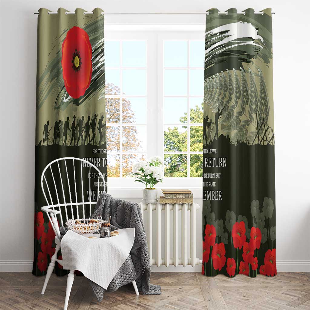 ANZAC Day We Remember Window Curtain Maori Silver Fern Camouflage Motif