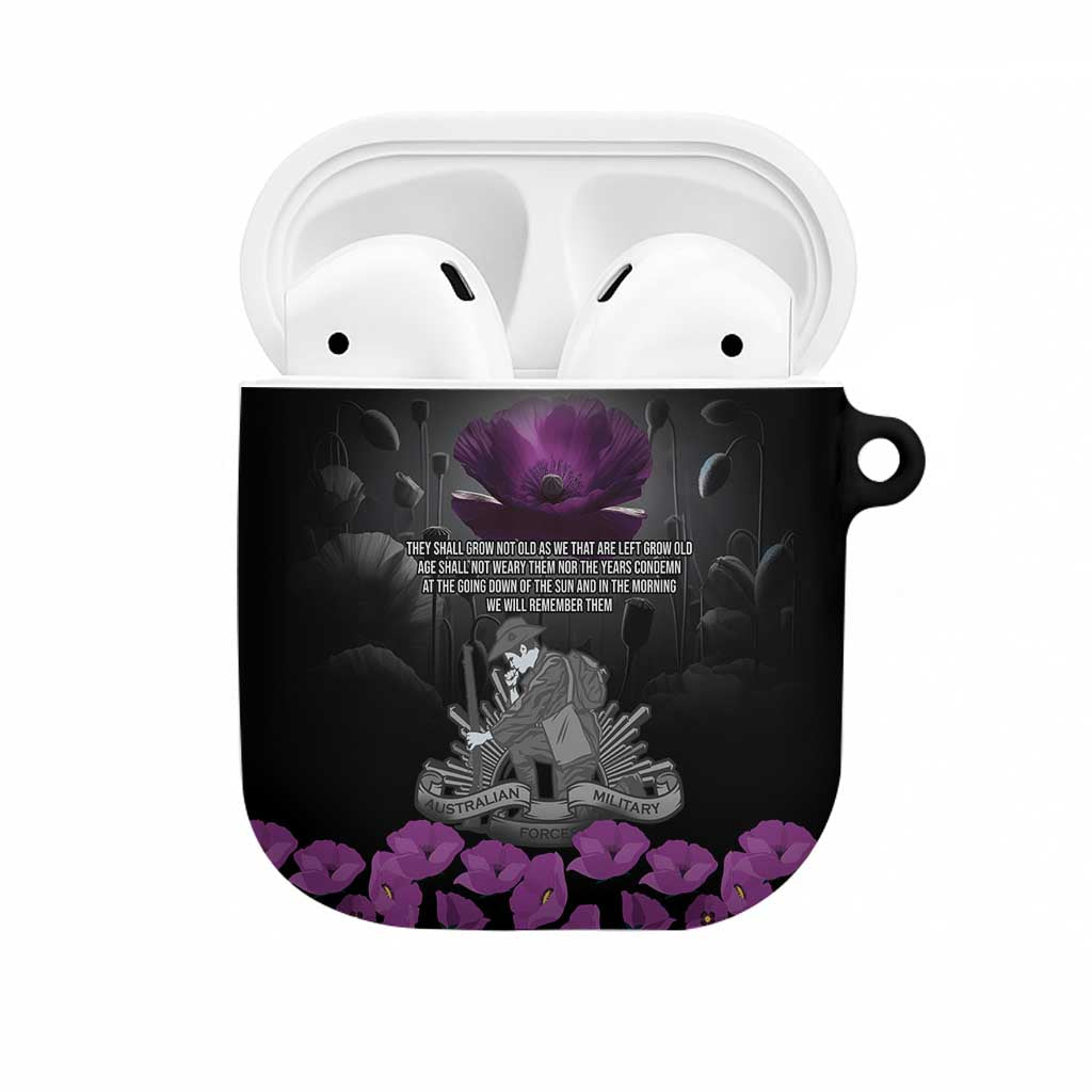 ANZAC Day Remembrance AirPods Case Purple Poppy We Will Remember Them
