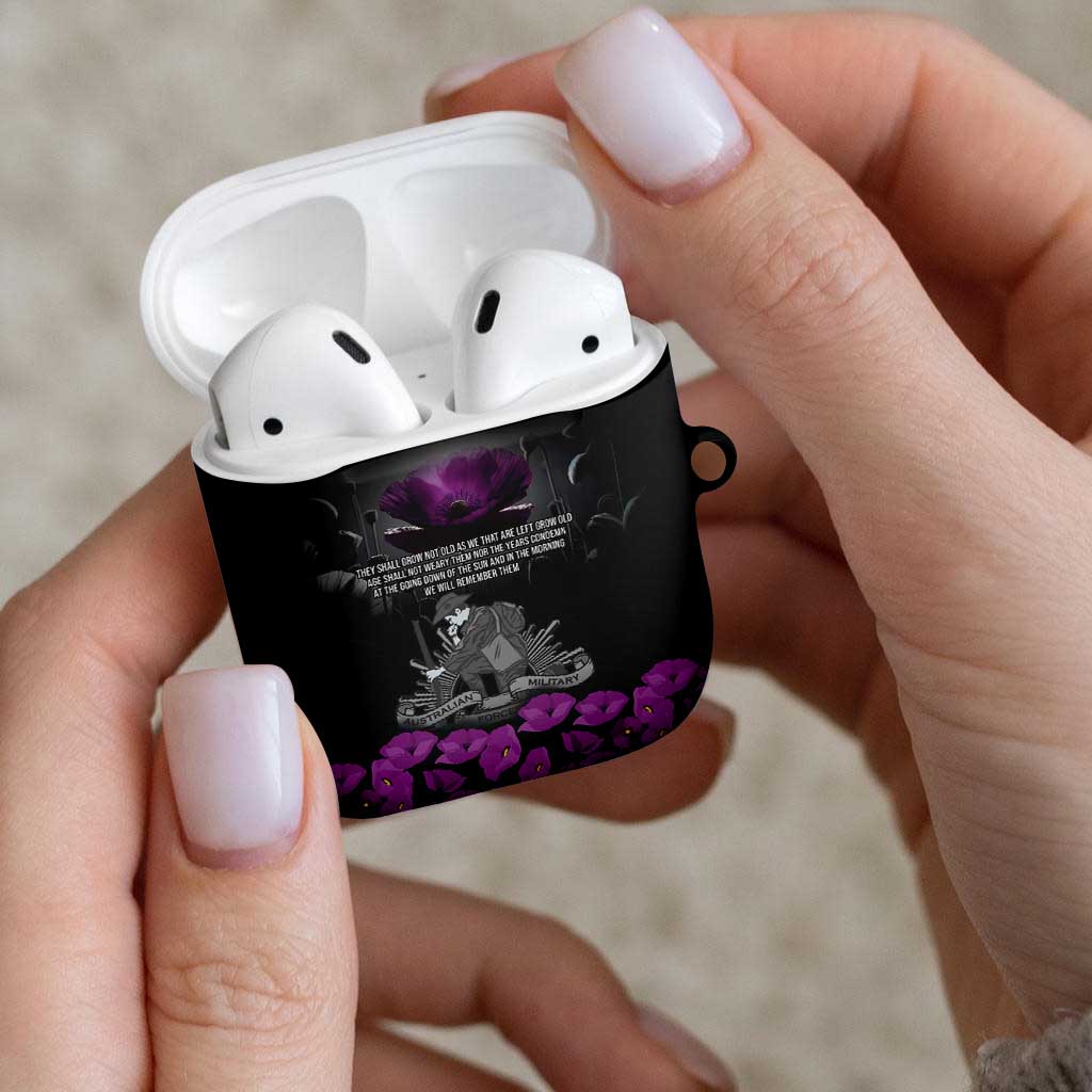 ANZAC Day Remembrance AirPods Case Purple Poppy We Will Remember Them LT9 - Polynesian Pride