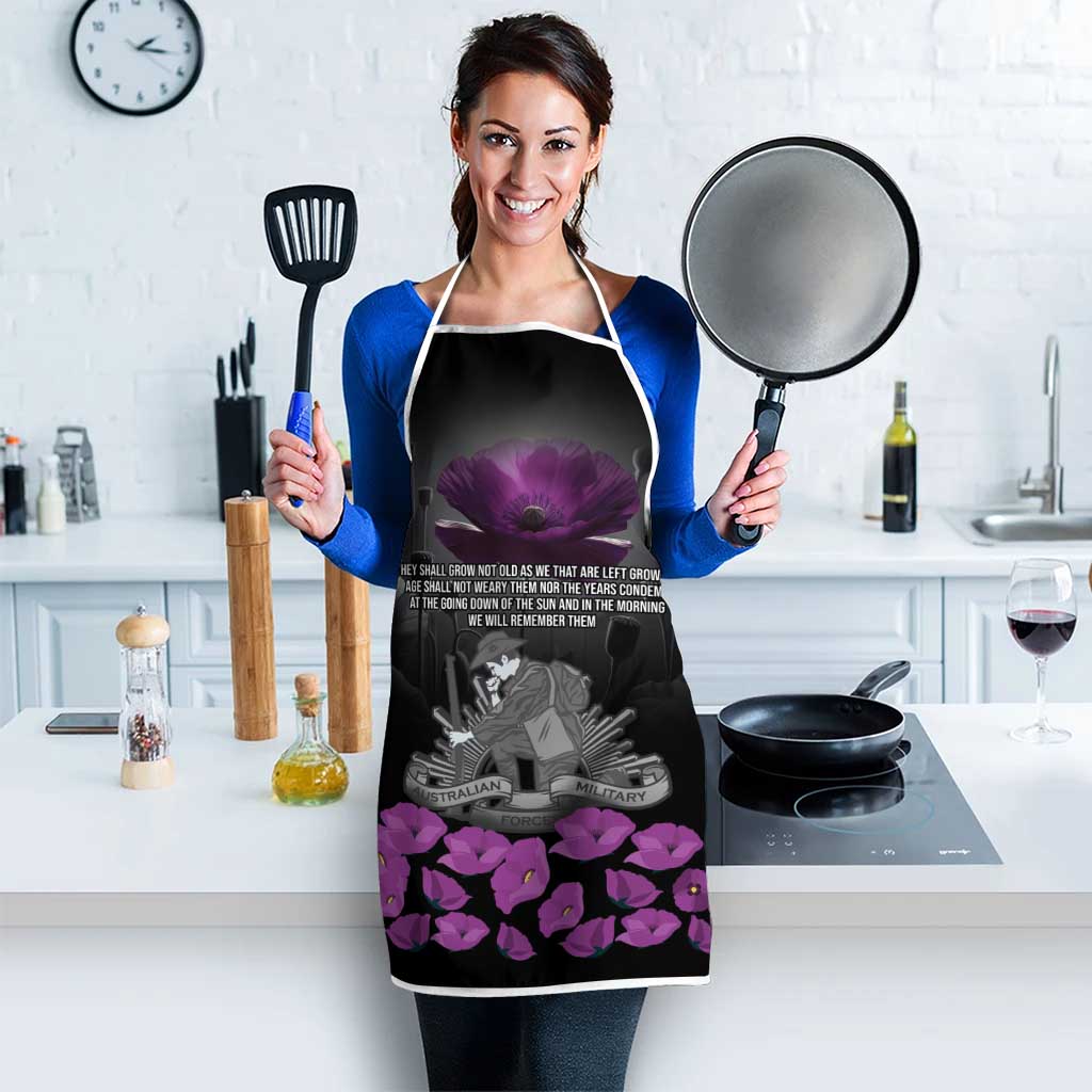 ANZAC Day Remembrance Apron Purple Poppy We Will Remember Them