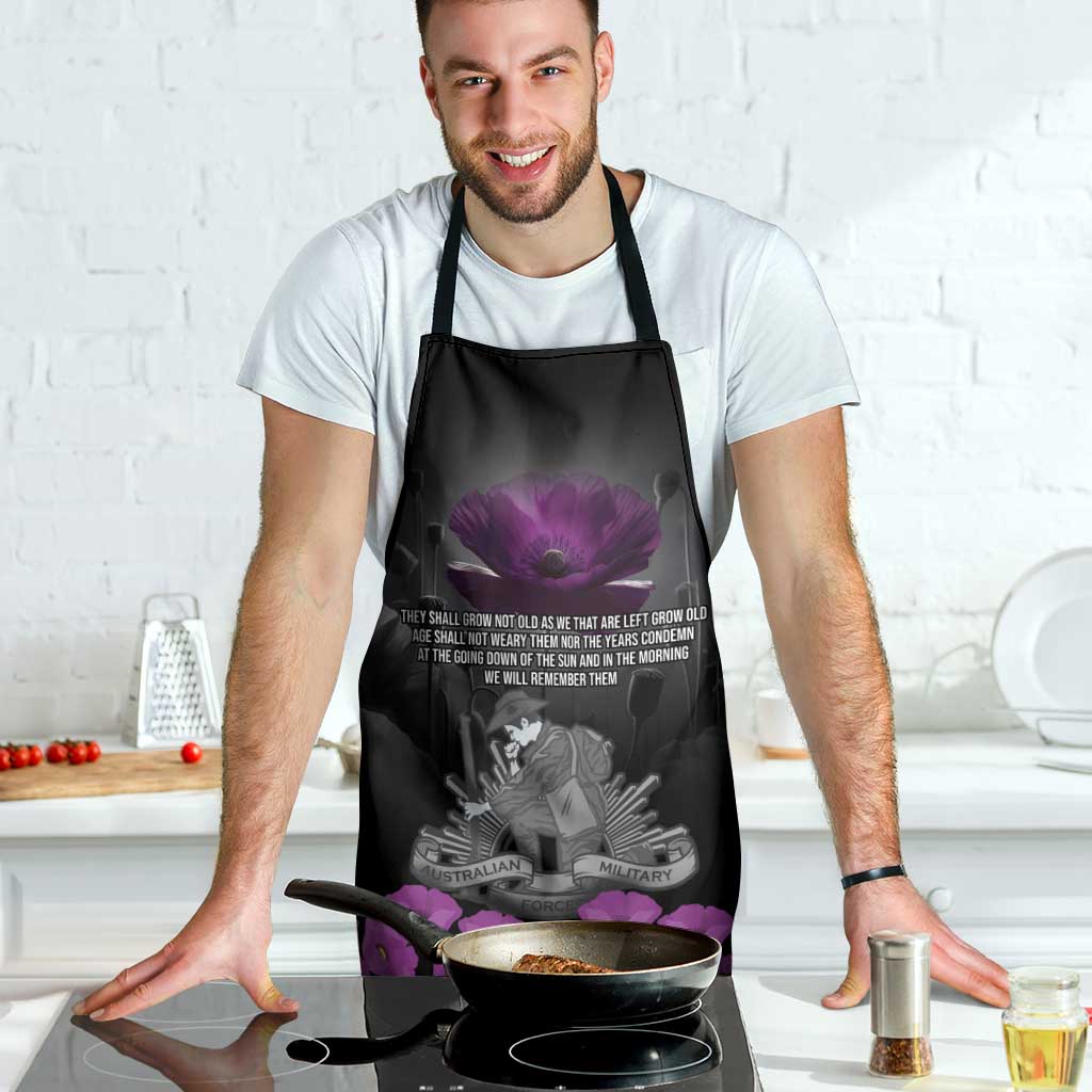 ANZAC Day Remembrance Apron Purple Poppy We Will Remember Them