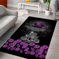 ANZAC Day Remembrance Area Rug Purple Poppy We Will Remember Them