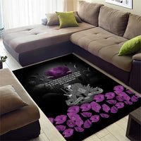 ANZAC Day Remembrance Area Rug Purple Poppy We Will Remember Them