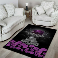 ANZAC Day Remembrance Area Rug Purple Poppy We Will Remember Them
