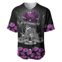 ANZAC Day Remembrance Baseball Jersey Purple Poppy We Will Remember Them