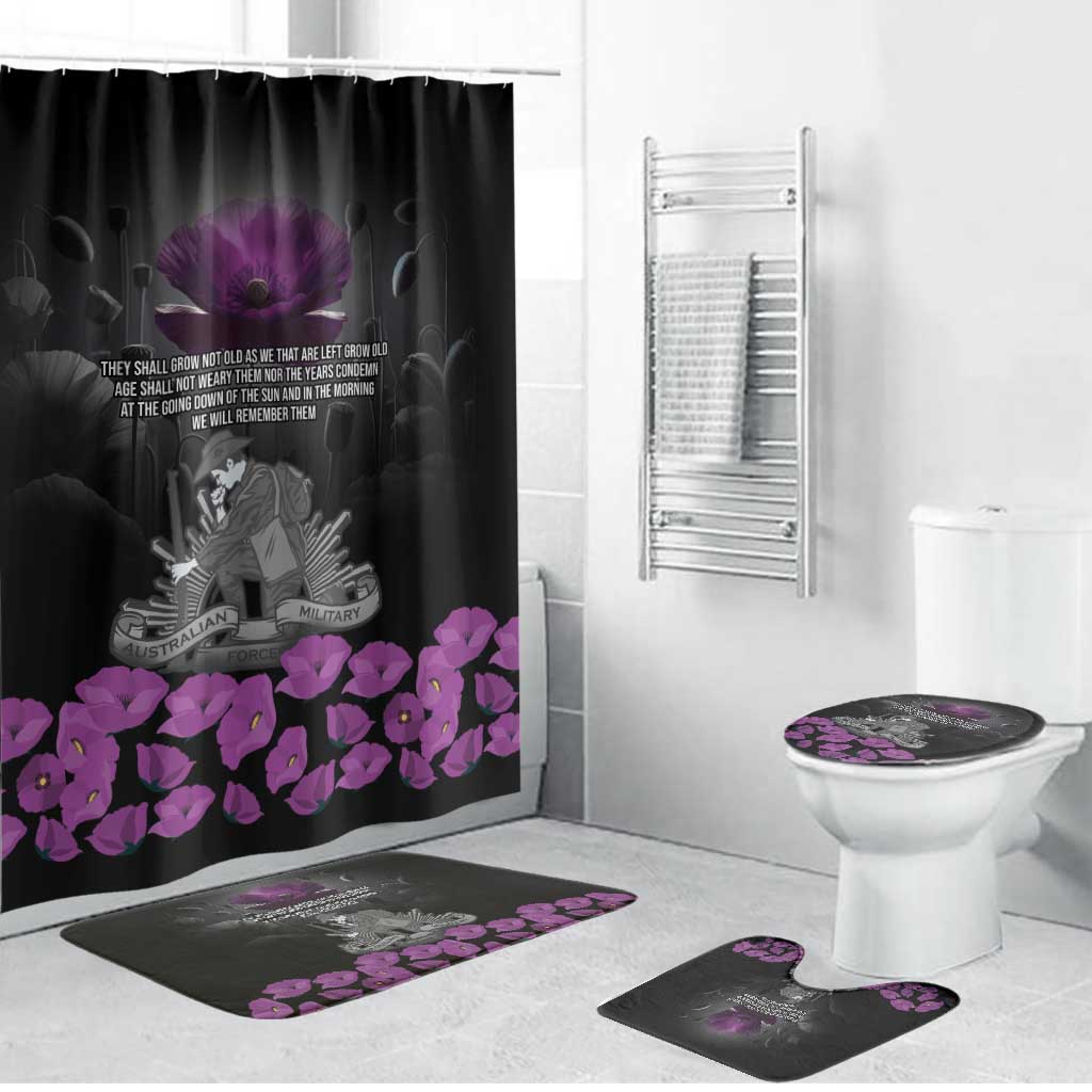 ANZAC Day Remembrance Bathroom Set Purple Poppy We Will Remember Them