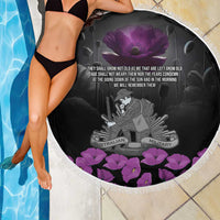 ANZAC Day Remembrance Beach Blanket Purple Poppy We Will Remember Them