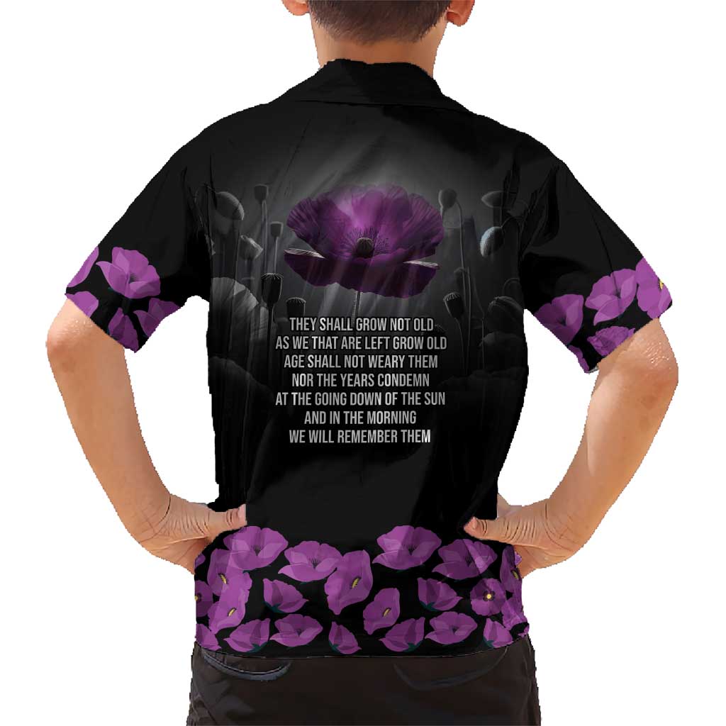 ANZAC Day Remembrance Family Matching Mermaid Dress and Hawaiian Shirt Purple Poppy We Will Remember Them