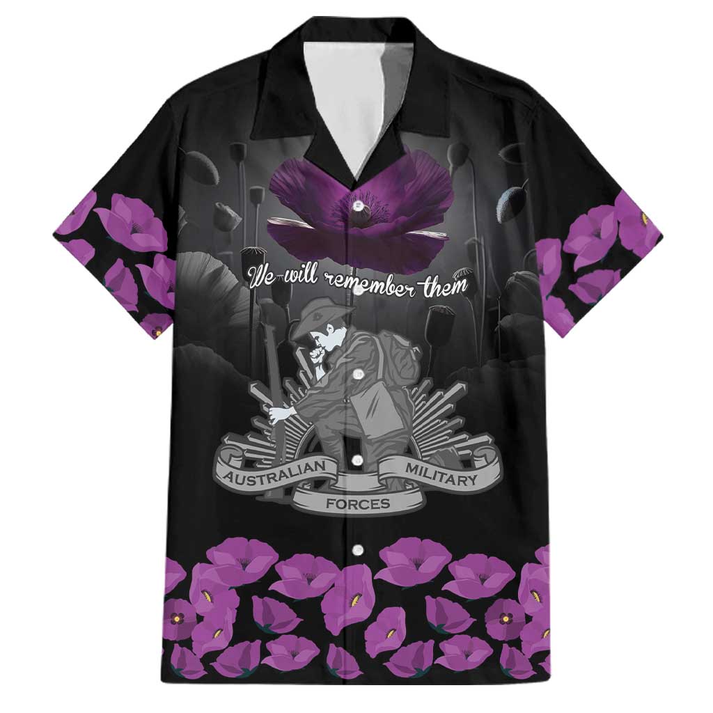 ANZAC Day Remembrance Family Matching Mermaid Dress and Hawaiian Shirt Purple Poppy We Will Remember Them