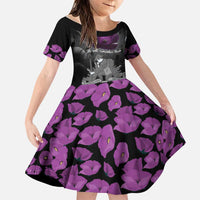 ANZAC Day Remembrance Family Matching Off Shoulder Maxi Dress and Hawaiian Shirt Purple Poppy We Will Remember Them