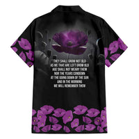 ANZAC Day Remembrance Family Matching Off Shoulder Maxi Dress and Hawaiian Shirt Purple Poppy We Will Remember Them