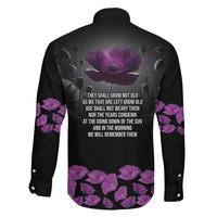 ANZAC Day Remembrance Family Matching Off Shoulder Maxi Dress and Hawaiian Shirt Purple Poppy We Will Remember Them