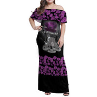 ANZAC Day Remembrance Family Matching Off Shoulder Maxi Dress and Hawaiian Shirt Purple Poppy We Will Remember Them
