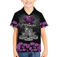 ANZAC Day Remembrance Hawaiian Shirt Purple Poppy We Will Remember Them