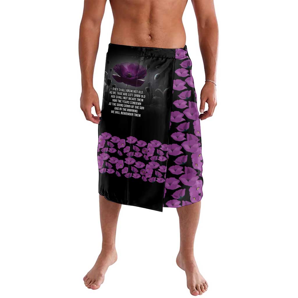 ANZAC Day Remembrance Lavalava Purple Poppy We Will Remember Them