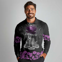 ANZAC Day Remembrance Long Sleeve Polo Shirt Purple Poppy We Will Remember Them LT9 - Polynesian Pride