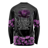 ANZAC Day Remembrance Long Sleeve Shirt Purple Poppy We Will Remember Them LT9 - Polynesian Pride
