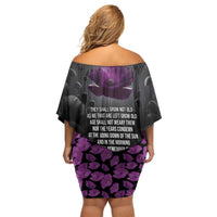ANZAC Day Remembrance Off Shoulder Short Dress Purple Poppy We Will Remember Them LT9 - Polynesian Pride