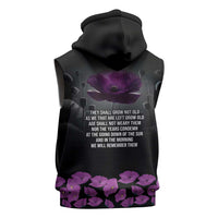 ANZAC Day Remembrance Sleeveless Hoodie Purple Poppy We Will Remember Them