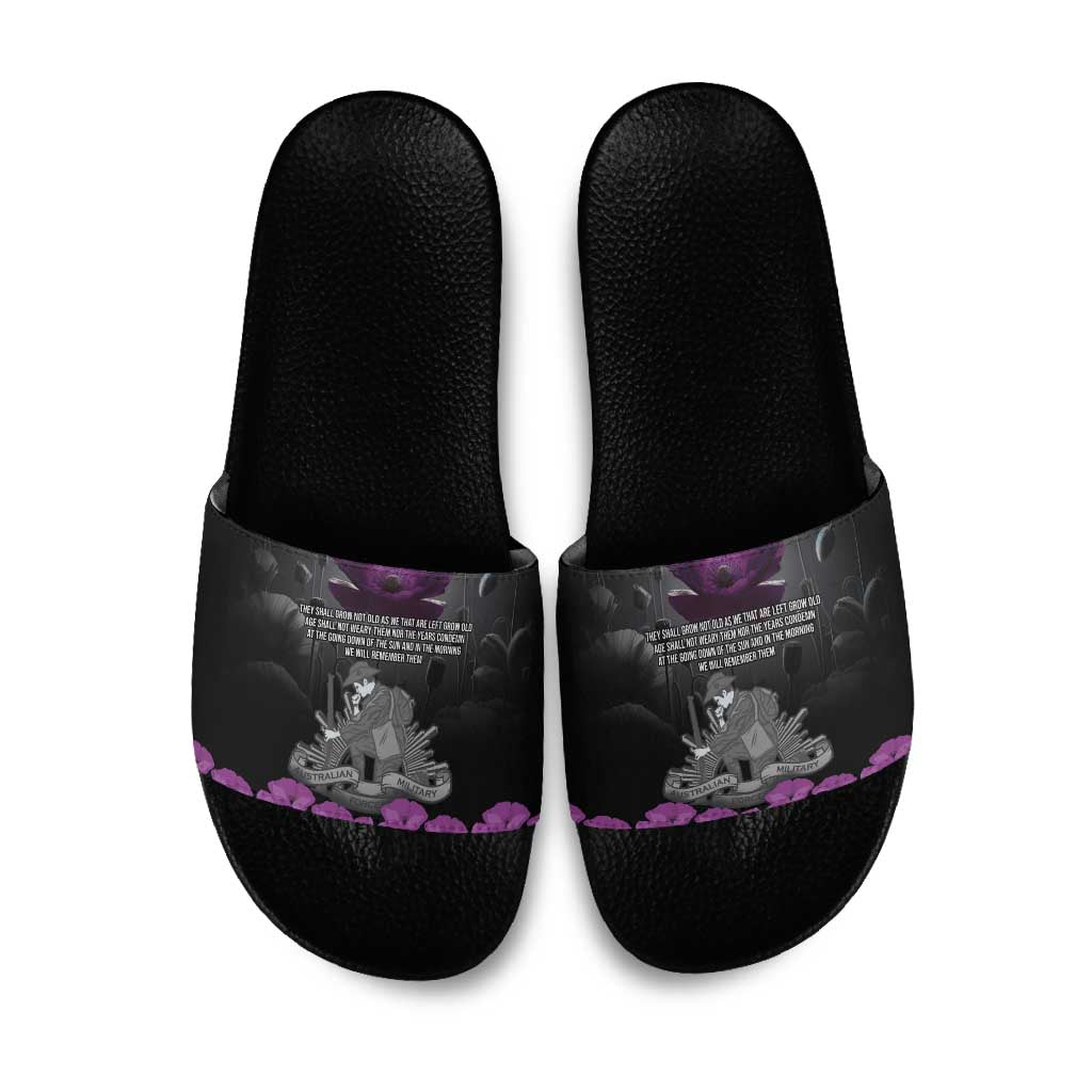 ANZAC Day Remembrance Slide Sandals Purple Poppy We Will Remember Them LT9 Purple - Polynesian Pride