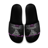 ANZAC Day Remembrance Slide Sandals Purple Poppy We Will Remember Them LT9 Purple - Polynesian Pride