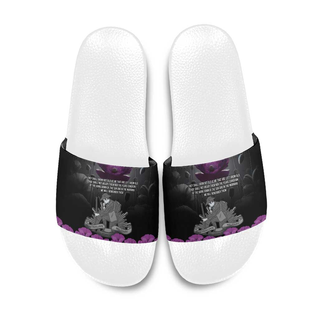 ANZAC Day Remembrance Slide Sandals Purple Poppy We Will Remember Them LT9 Purple - Polynesian Pride