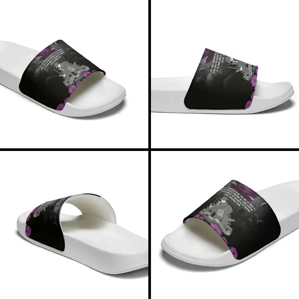 ANZAC Day Remembrance Slide Sandals Purple Poppy We Will Remember Them LT9 - Polynesian Pride