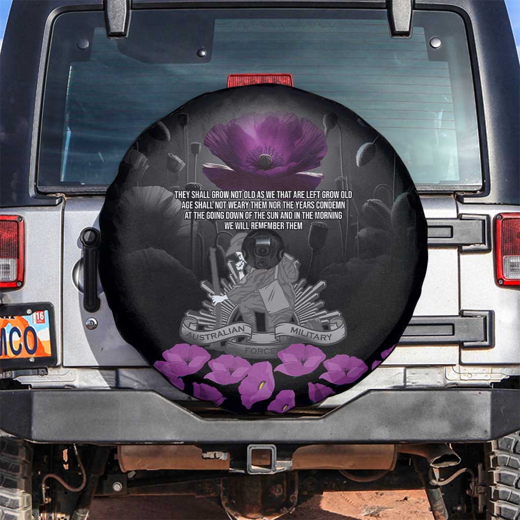 ANZAC Day Remembrance Spare Tire Cover Purple Poppy We Will Remember Them LT9 Purple - Polynesian Pride